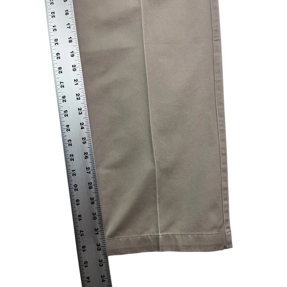 vtg Nordstrom 33x33 Taupe Chino Pants Pleated High Waisted Wide Leg Cotton